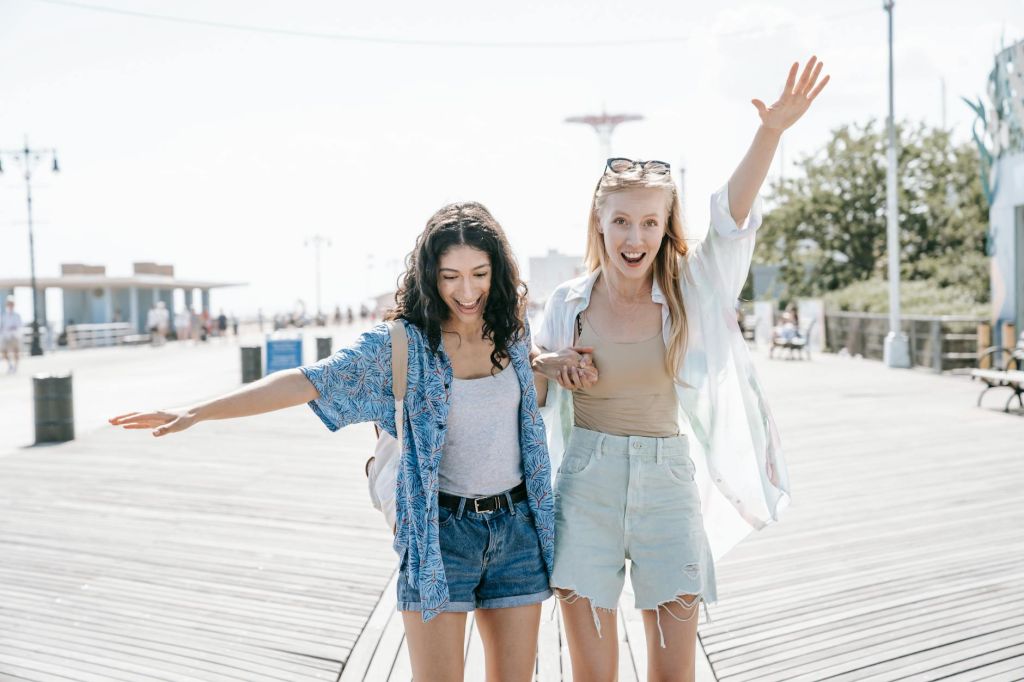 two women having fun together