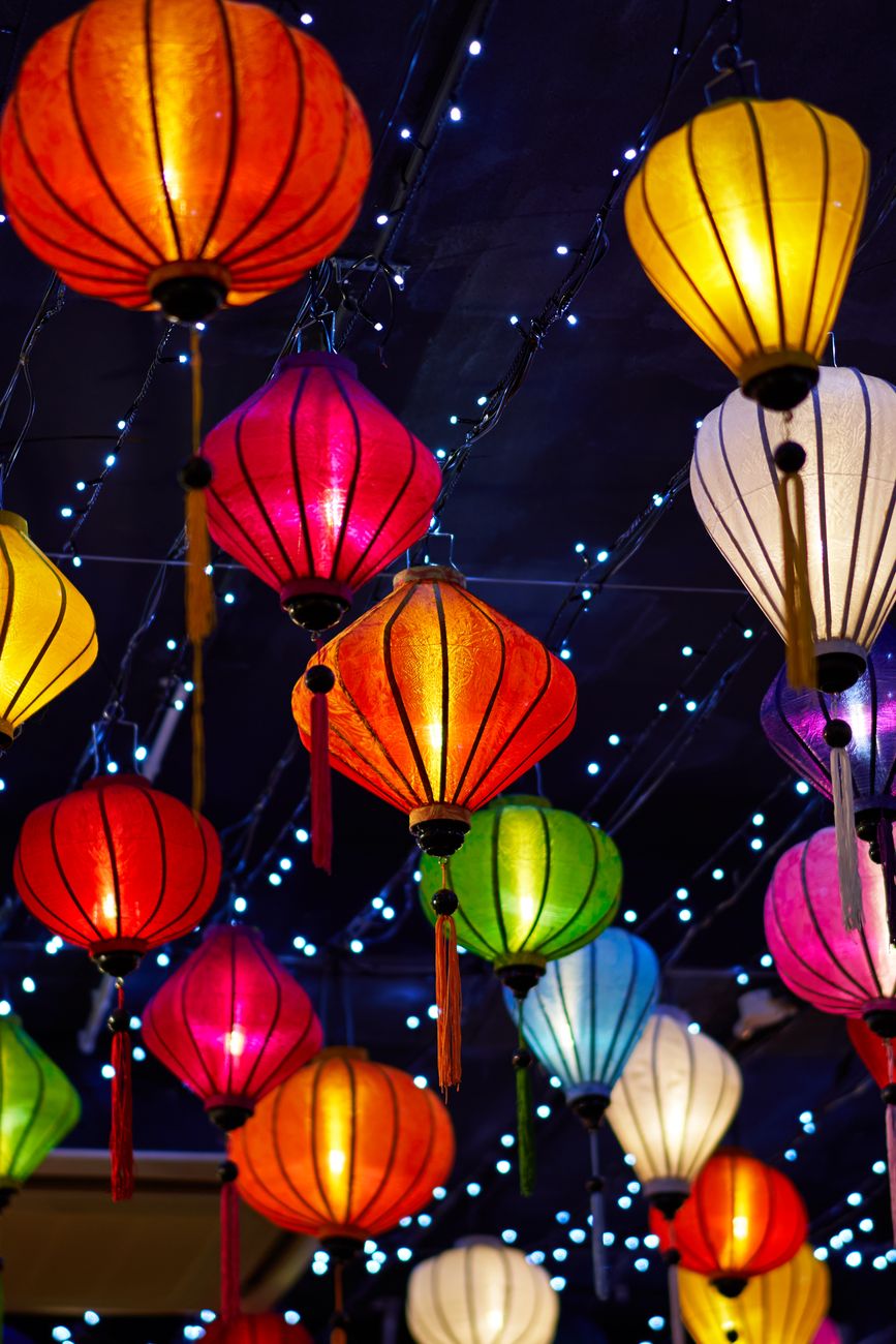 red and yellow paper lanterns